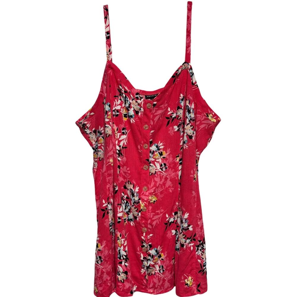 Torrid Sleeveless Button Up Blouse Top Pink Floral 3X